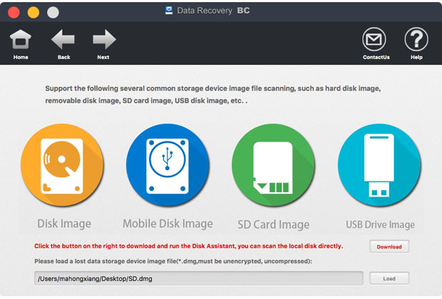 Restore from the image file